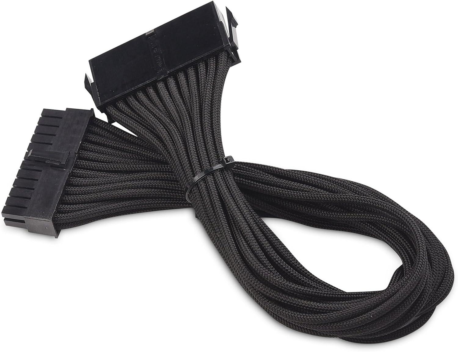 Black 12-Inch ATX 24-Pin Power Supply Extension Cable