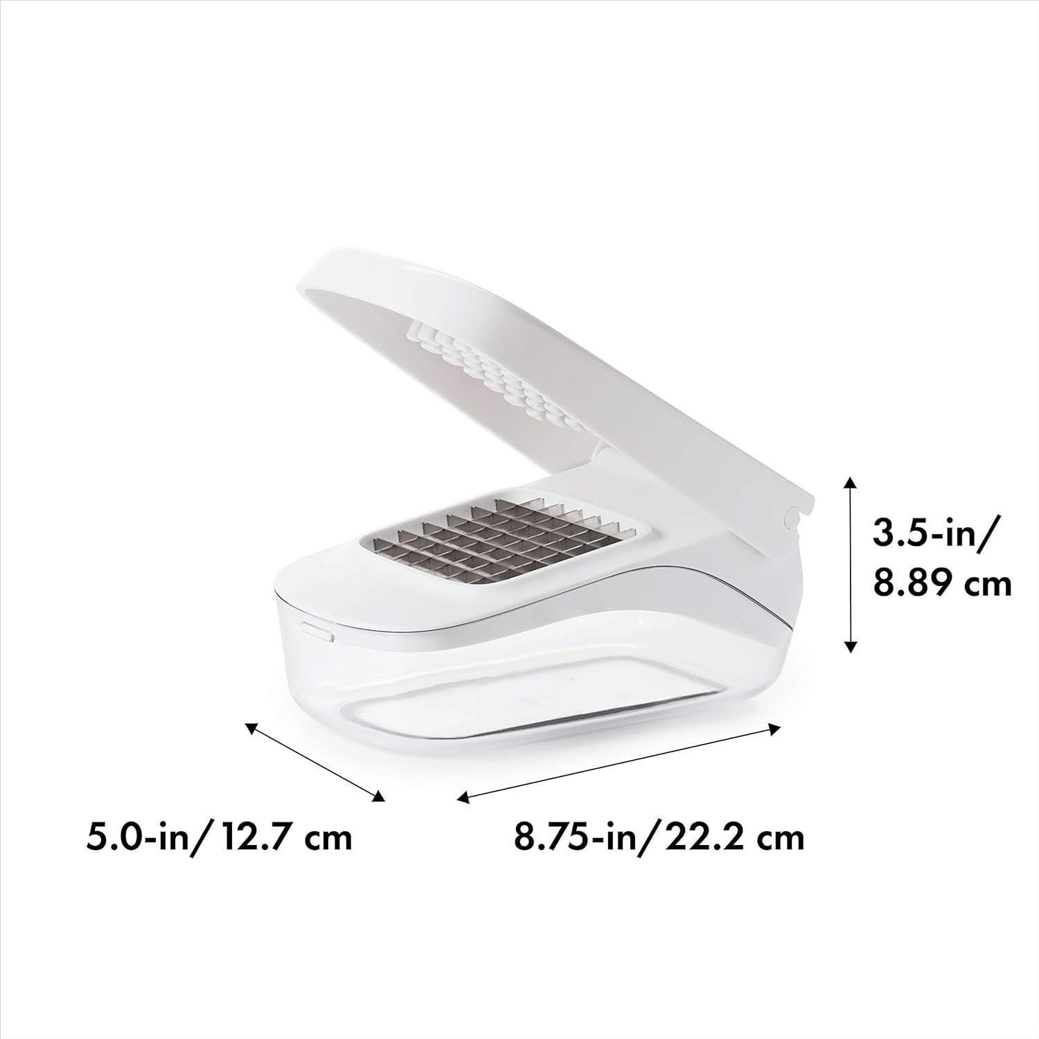 White Stainless Steel Easy Pour Vegetable Chopper