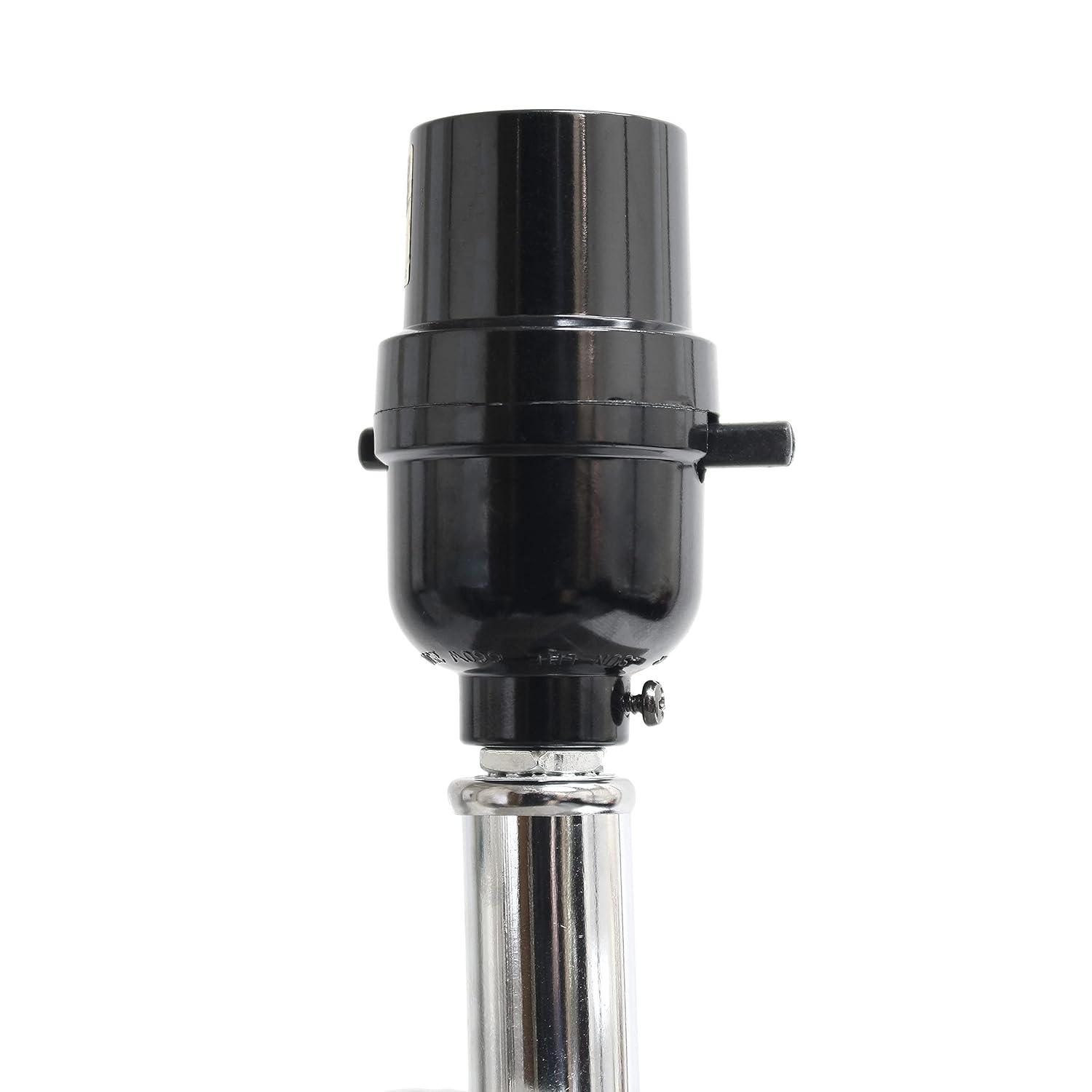 Elegant Designs Set of 2 Leather Table Lamps with Fabric Shades Espresso Brown: UL Listed, Cotton Shade, Metal Body, No Assembly Required