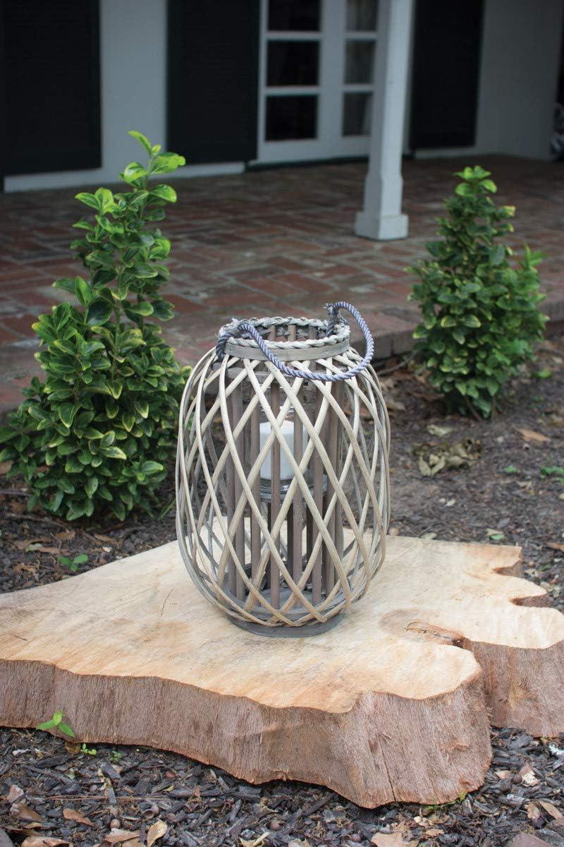 Weathered Grey Willow and Glass Hanging Hurricane Lantern, Small