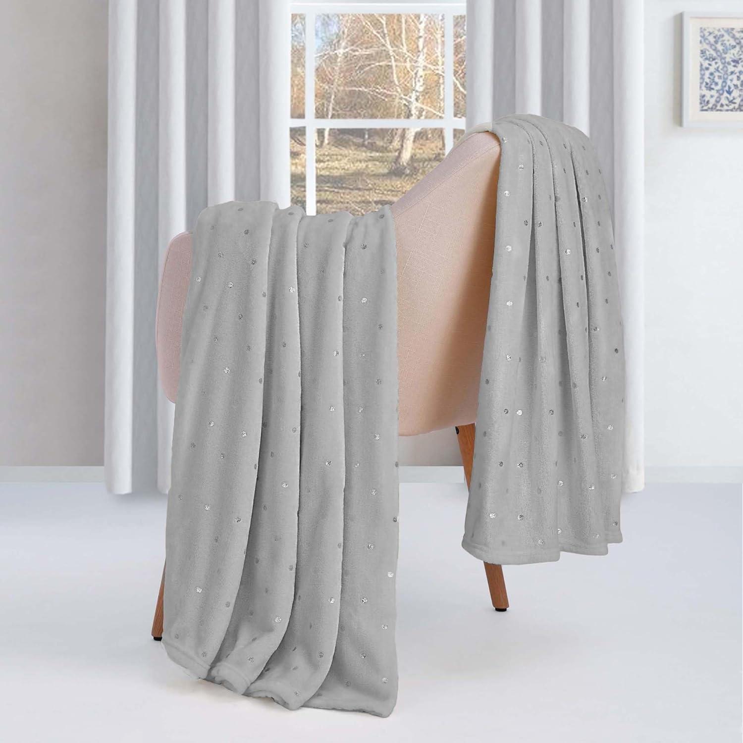 Superior Superior Polka Dots or Solid Fleece Plush Blanket Medium Weight Fluffy Soft Decorative Bedding