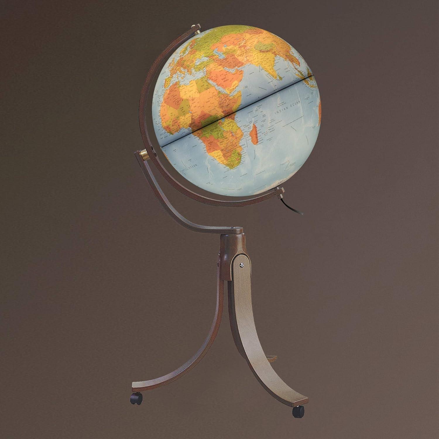 Waypoint Geographic Emily Globe, 20” Illuminated Decorative Globe, Floor-Standing World Globe For Library or Office Decor, Blue