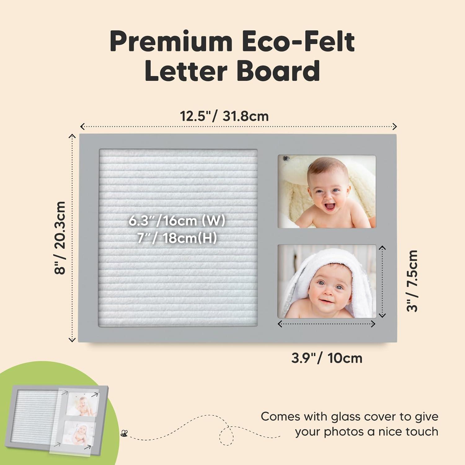 Heartfelt Cloud Gray Wooden Picture Frame with Eco-Felt Letterboard