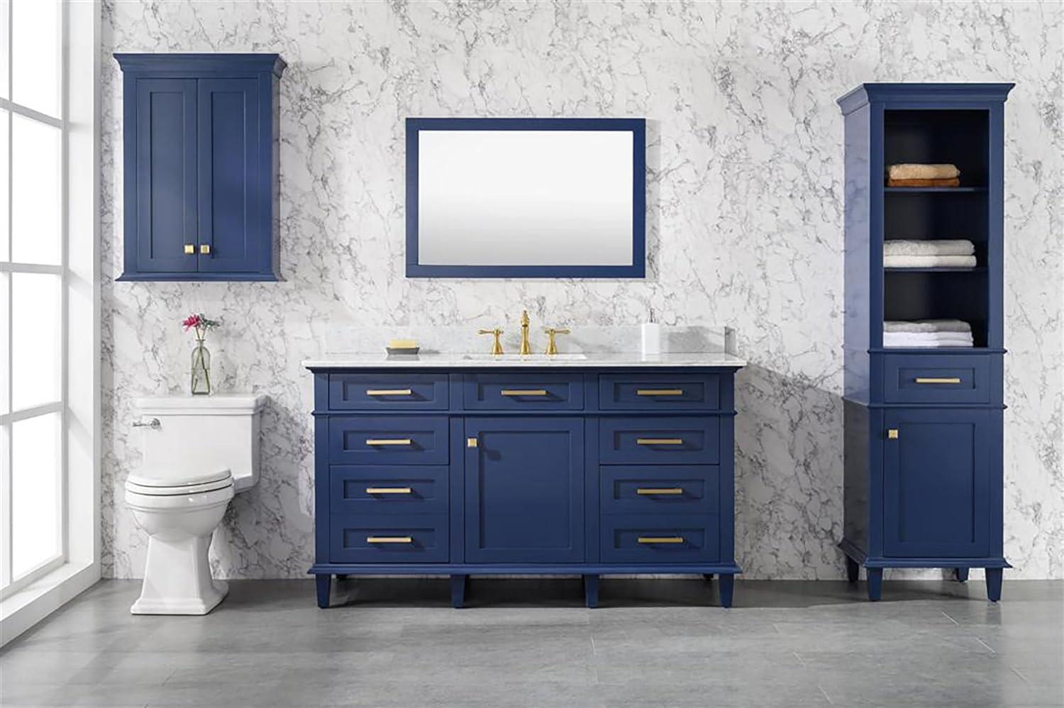 Legion Furniture 60" MDF/Veneer Wood Single Sink Vanity Cabinet in Blue