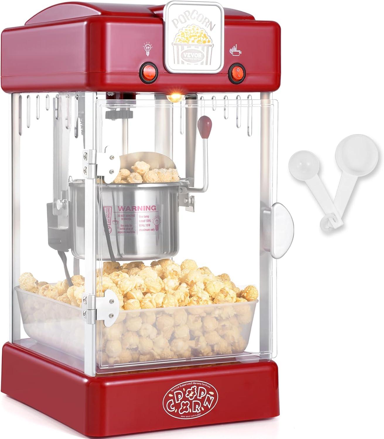 Stellweilan Tessberg Popcorn Popper Machine Tabletop Popcorn Maker 300W 2.5 Oz Red