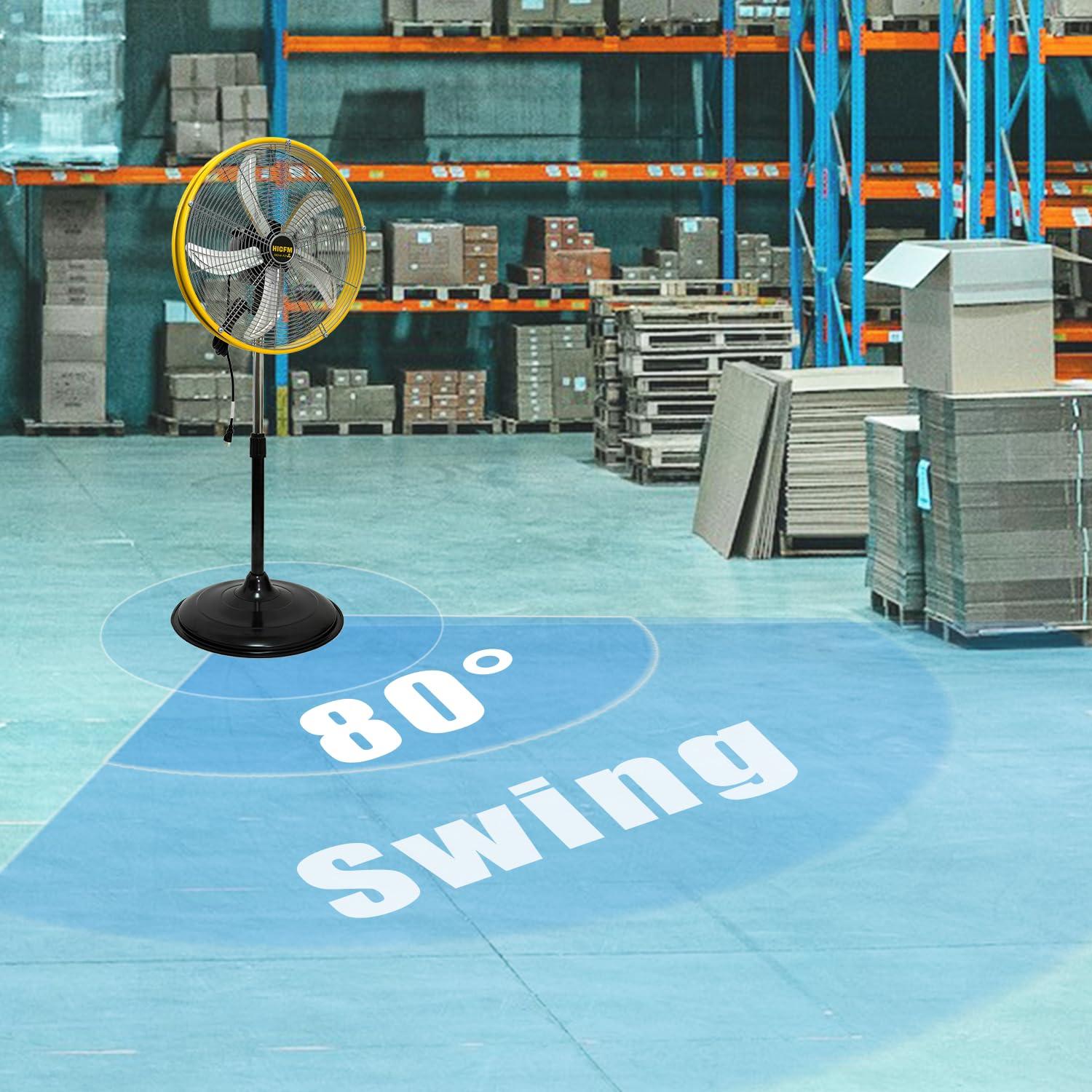 20" Yellow Aluminum Pedestal Fan with Adjustable Height