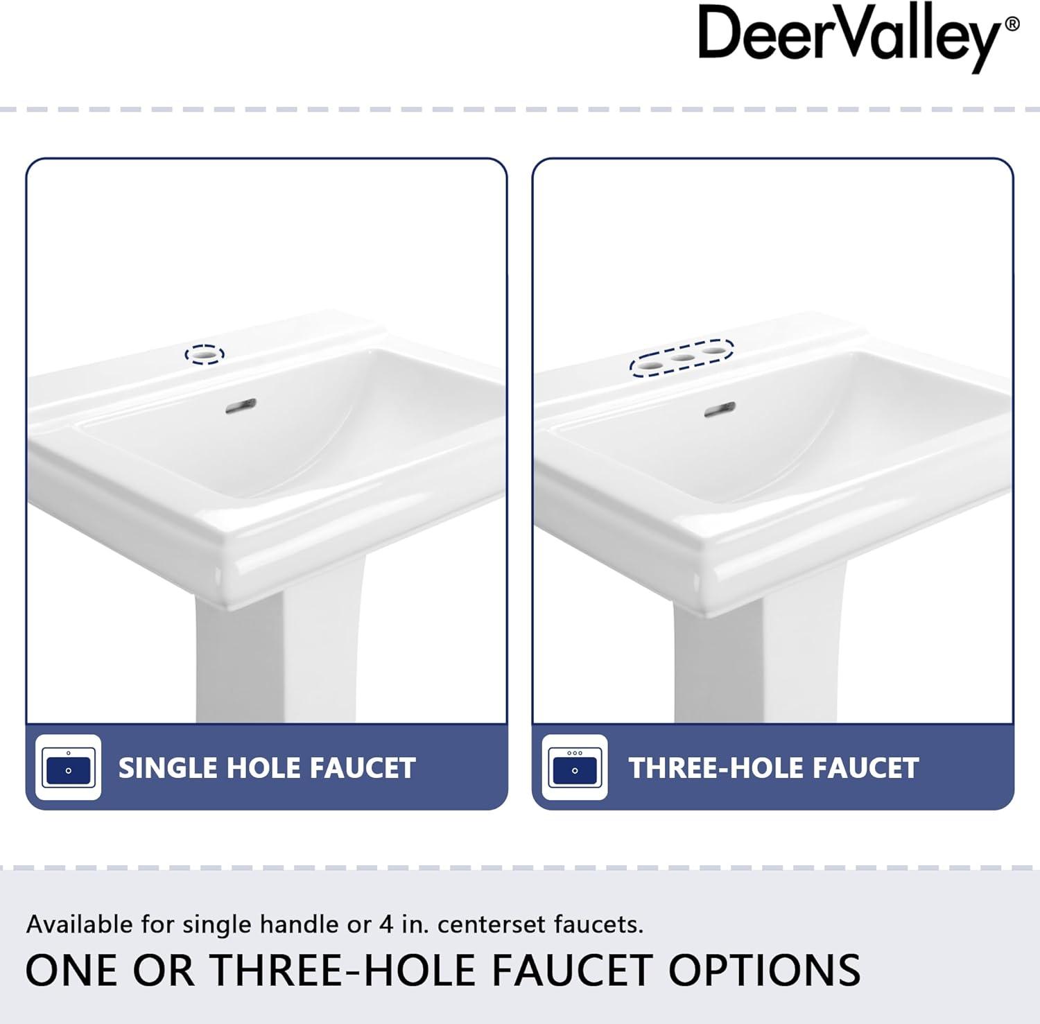 Apex 34" Tall Rectangular Vitreous China Pedestal Bathroom Sink with Overflow