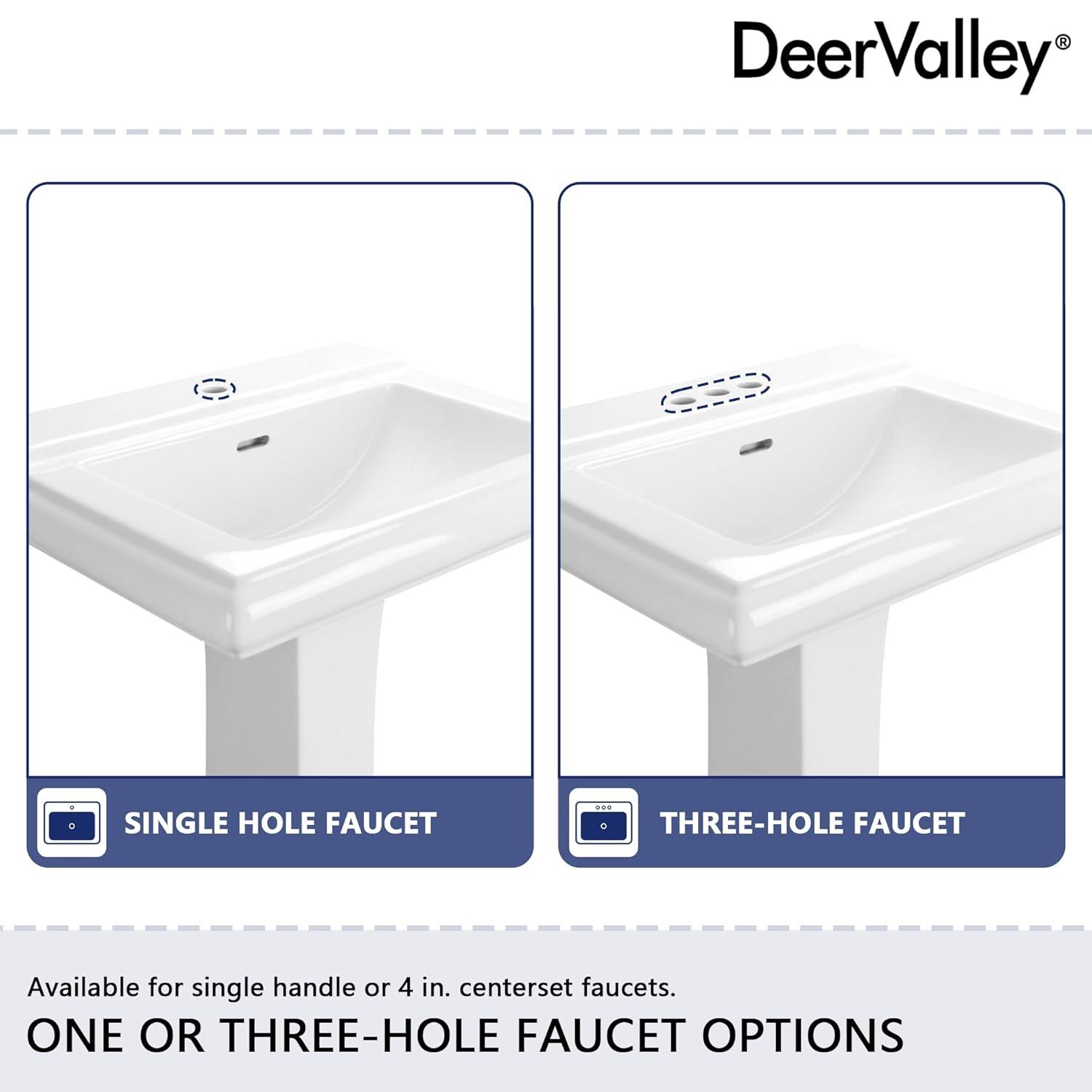 Apex 34" Tall Rectangular Vitreous China Pedestal Bathroom Sink with Overflow