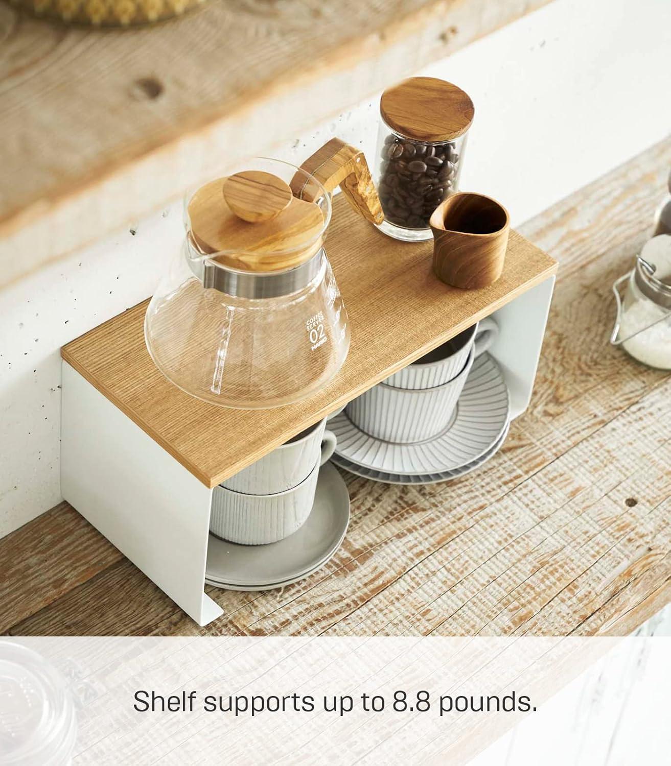 Yamazaki Tosca Small White Wood-Top Stackable Kitchen Rack
