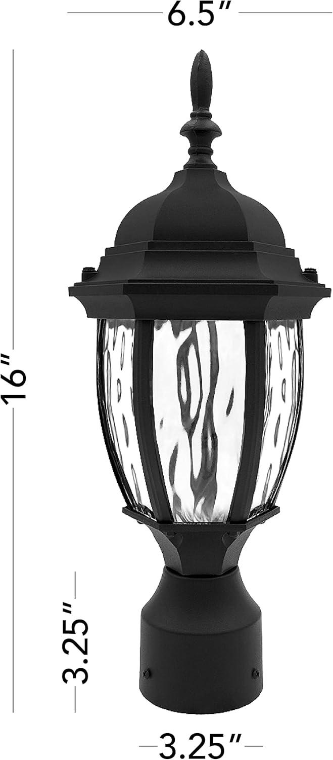 Maxxima LED Outdoor Post Light Pole Lantern with Water Glass, 900 Lumens, 3000K Warm White