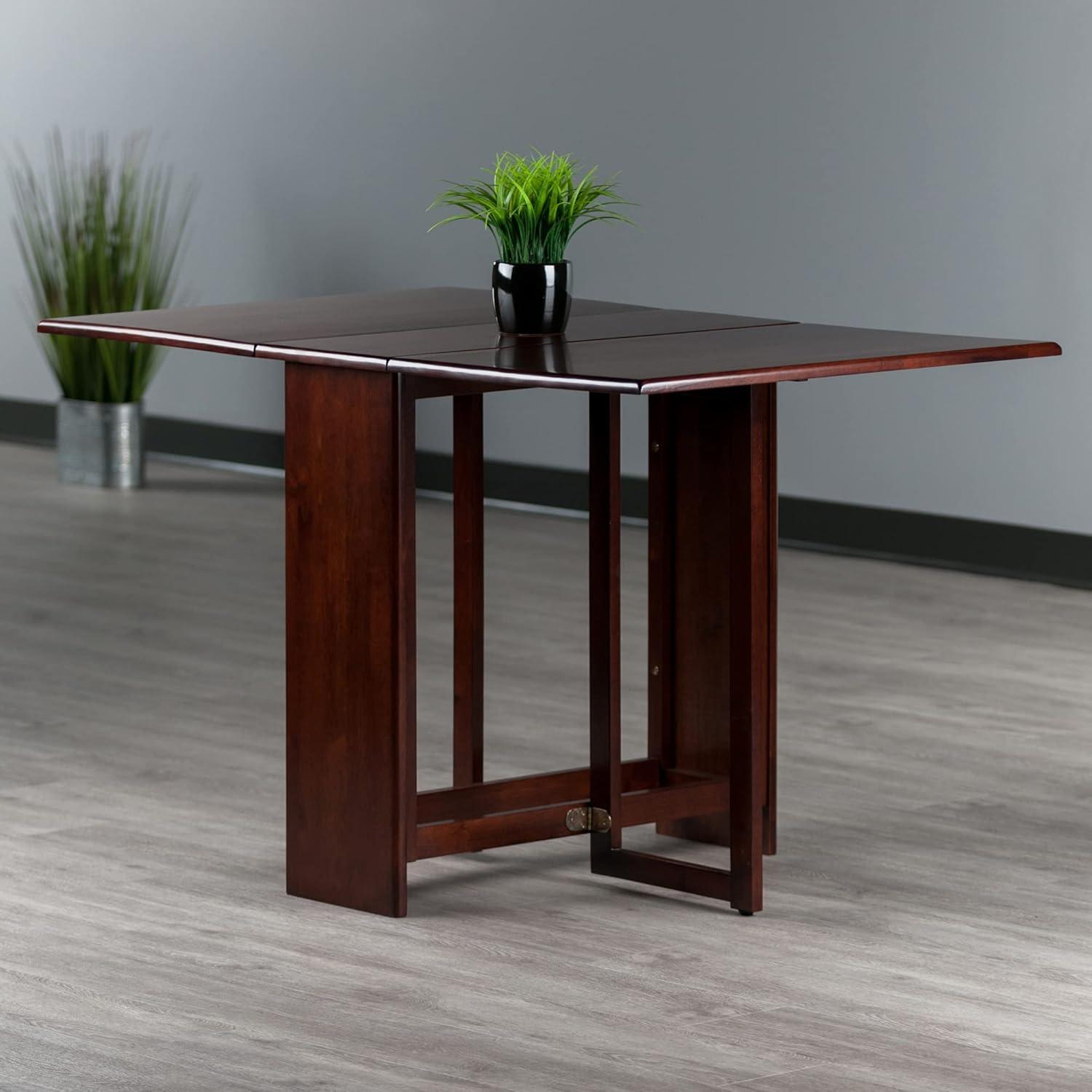 Clara Double Drop Leaf Dining Table Walnut - Winsome: Gateleg, Folding, Seats 4