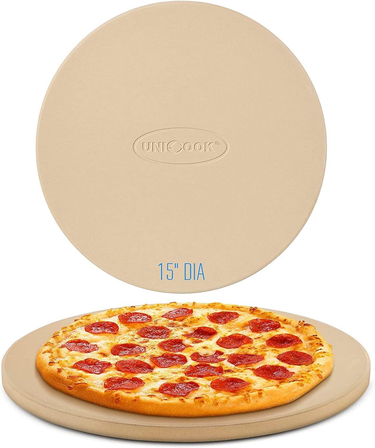 15 Inch Beige Cordierite Round Pizza Stone with Scraper