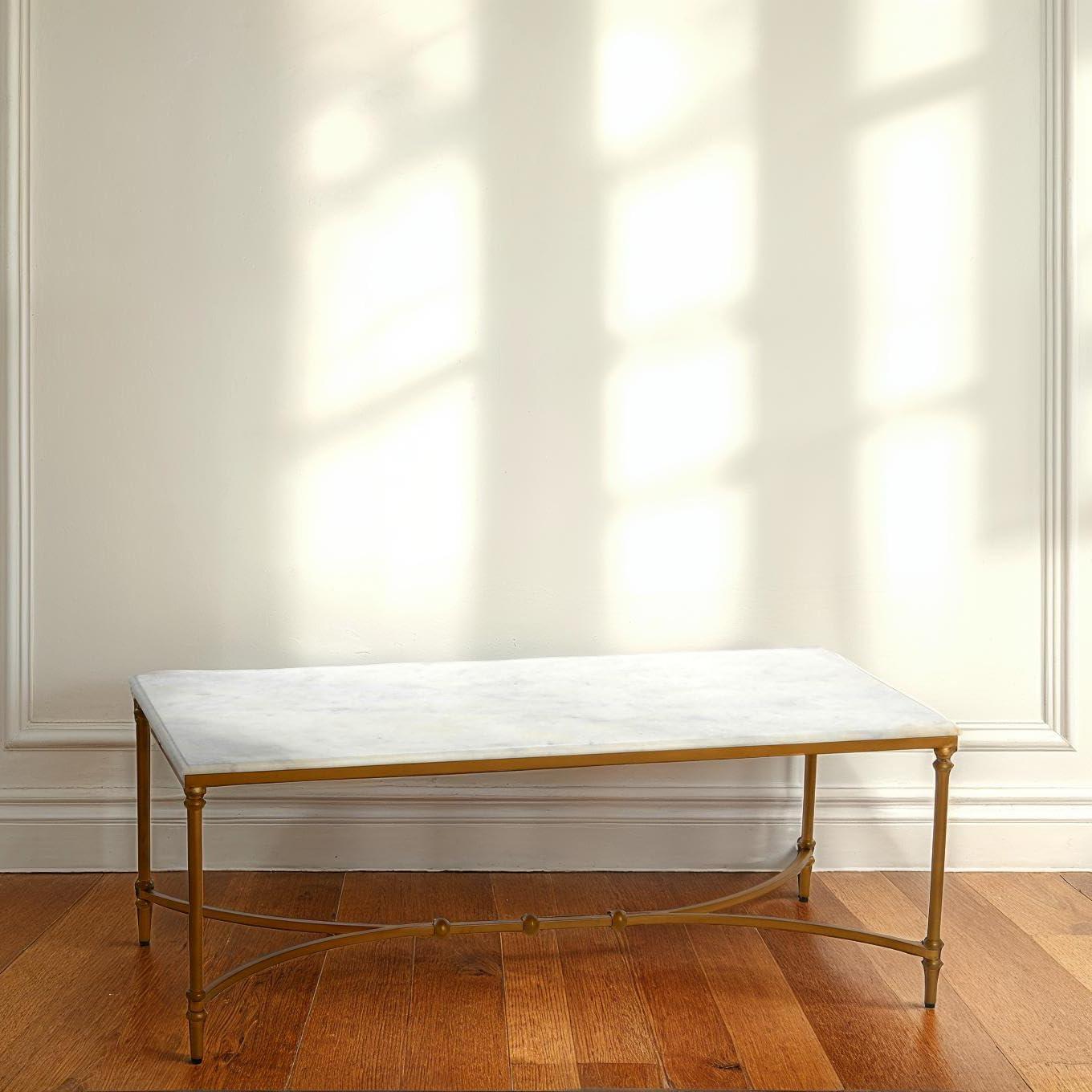 Creative Co-Op Libertine Genuine Marble and Metal Coffee Table, Gold Finish