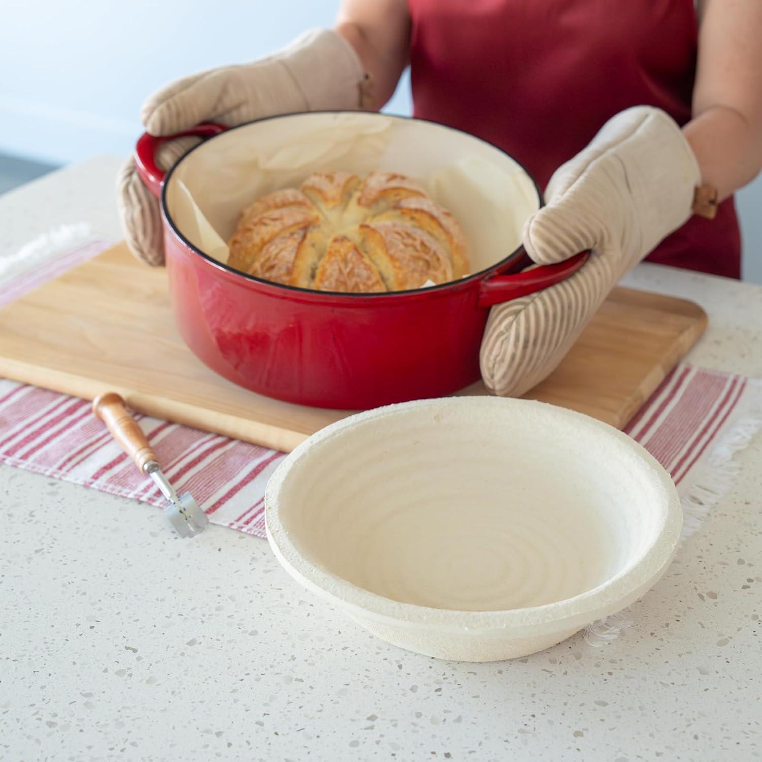 Bread Proofing Basket Spruce Wood Pulp Round 9" Groove, Sourdough Bread Baking Supplies Brotform - Non-Stick Dough Proofing Bowl, Gifts for Bakers, Made in Germany.