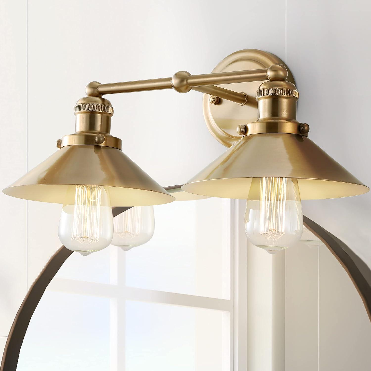 July 17.5" 2-light Metal Vanity Light, Brass Gold