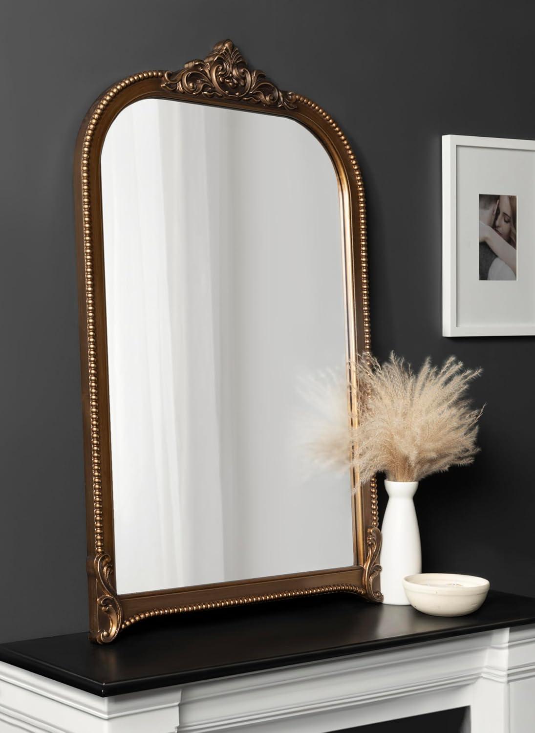 Kate & Laurel All Things Decor 24"x38" Hubanks Arched Wall Mirror Gold