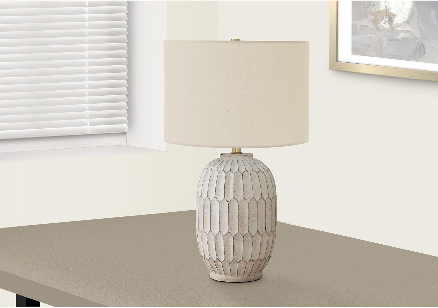 Lighting - 24"h Table Lamp - Cream Resin Base - Ivory Shade - Transitional Style