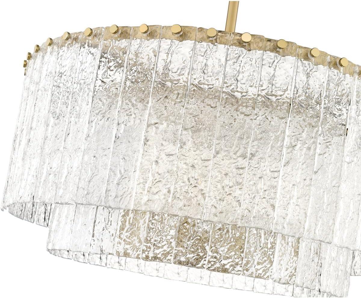 Glacier Modern Gold and Glass Two-Tier Pendant Light