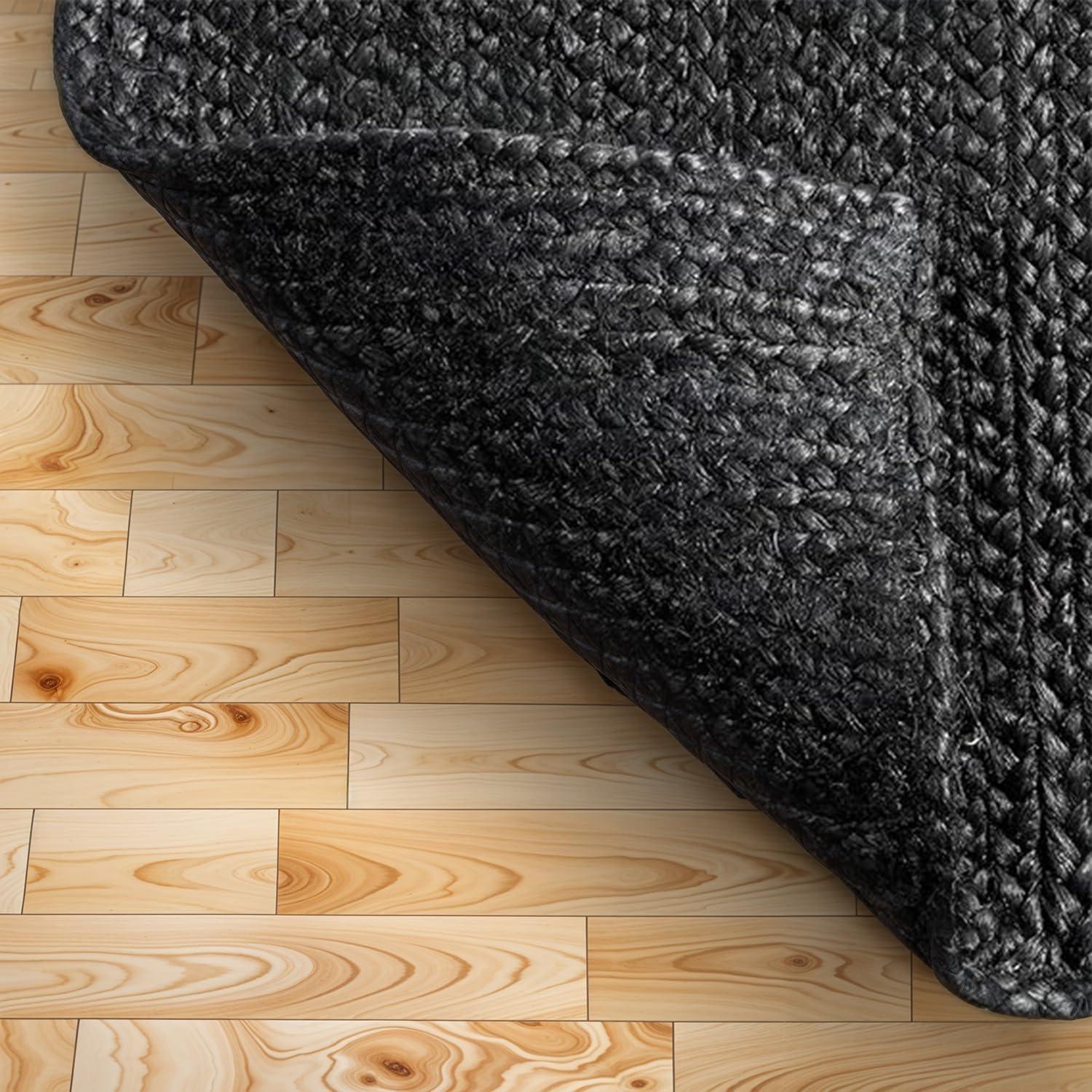 QUINCH Natural Fiber Jute Rug Hand Braided Farmhouse Rectangle Area Rug