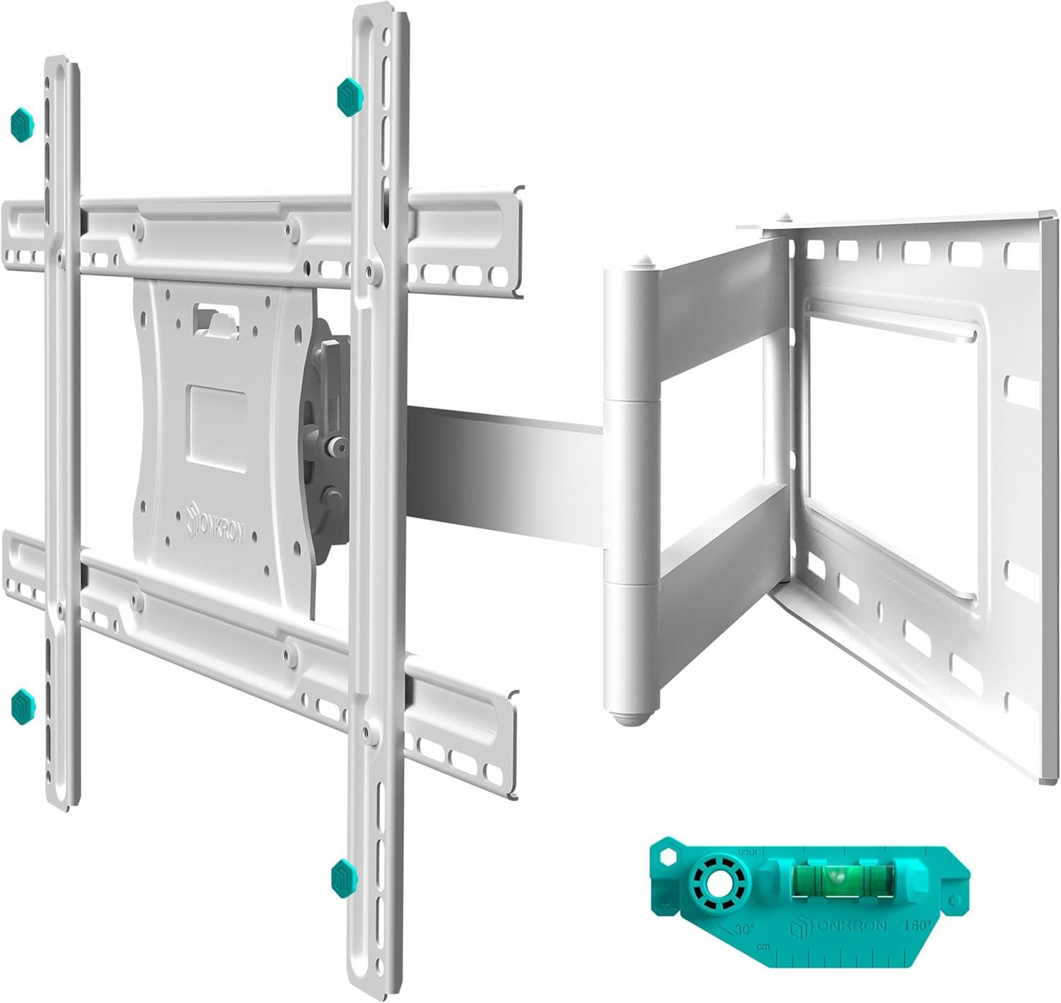 White Full Motion Articulating TV Wall Mount for 40-75 Inch Screens