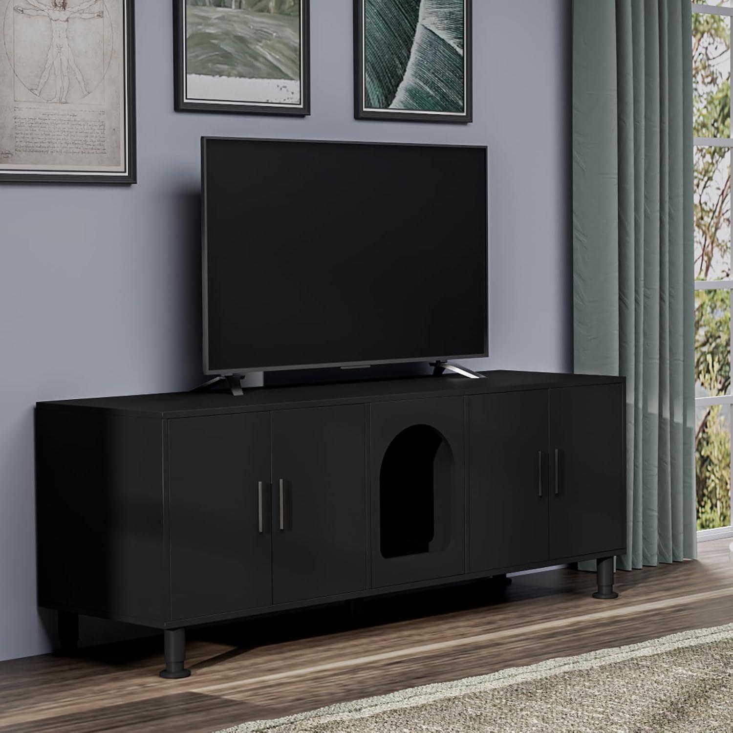 Tucker Murphy Pet™ Litter Box Enclosure for 2 Cats, Cat Litter Box Enclosure Furniture with Double Room