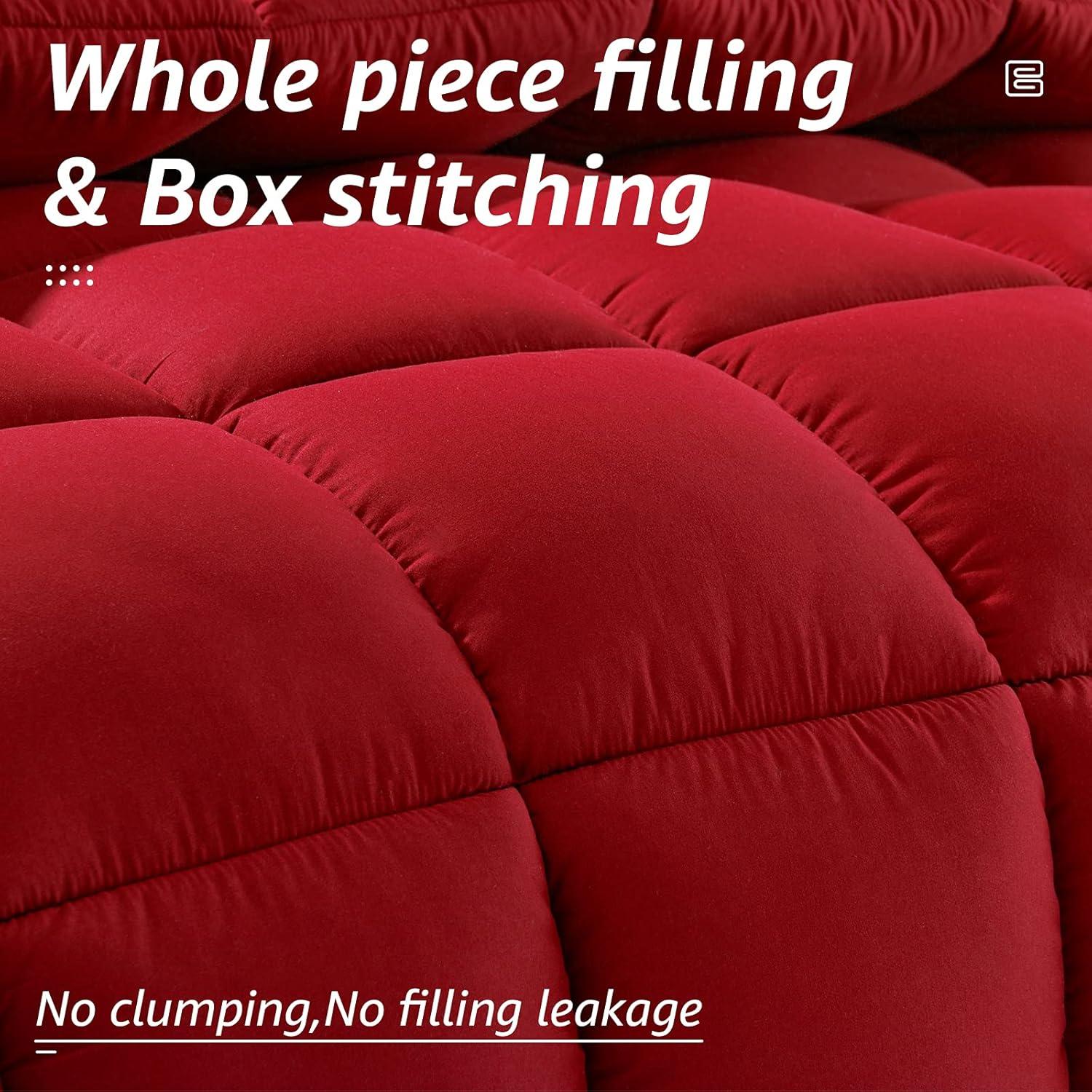 WangSiDun Down Alternative Comforters, All Season Red Comforters Machine Washable, Queen