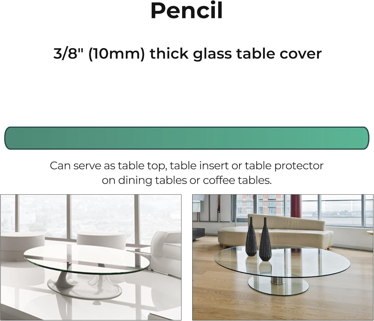 Fab Glass and Mirror Round 0.37 in. Thick Pencil Polish Tempered Glass Table Top