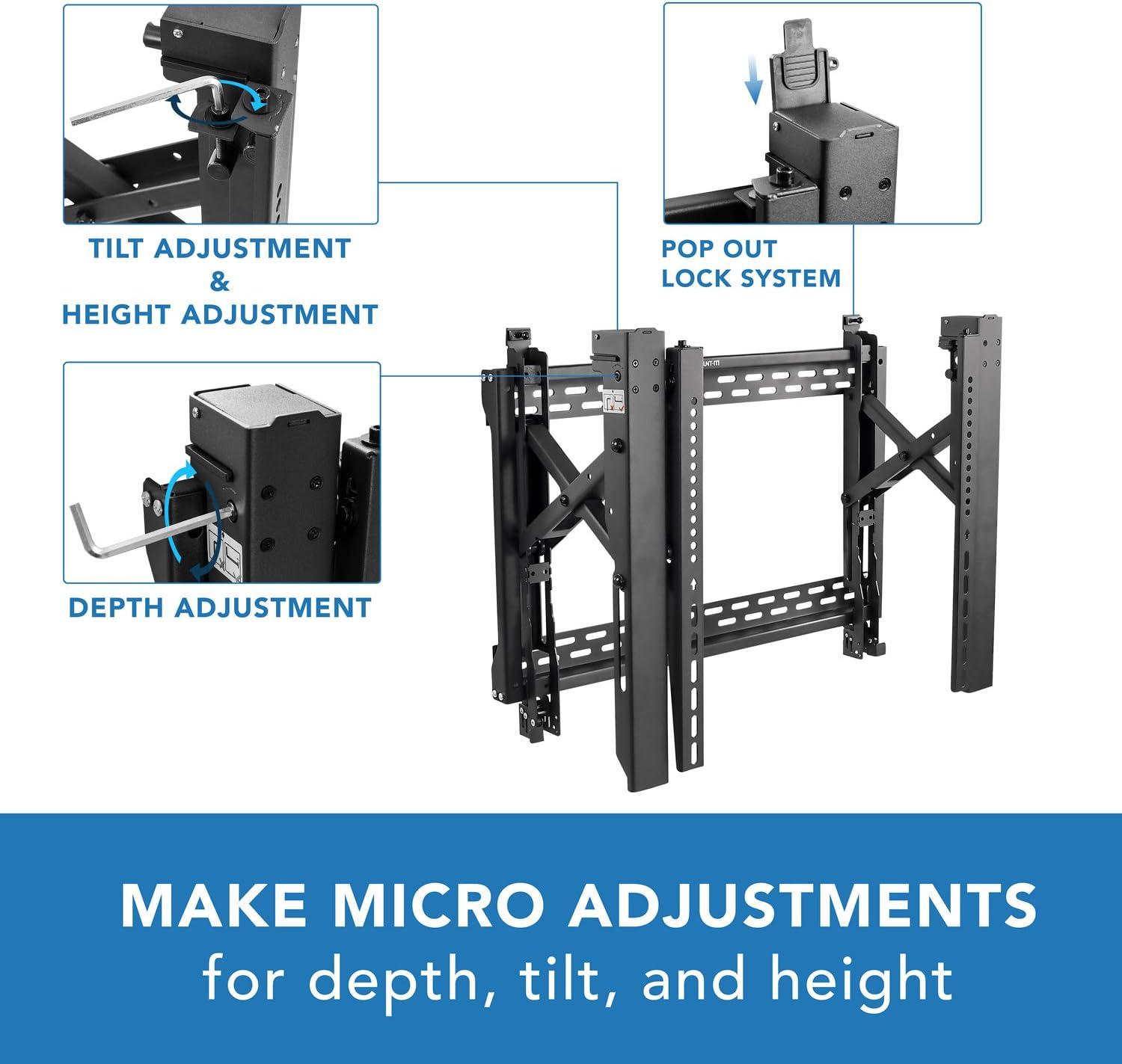 Mount-It! Pop Out Video Wall Mount | Digital Signage TV Menu Board Mount For 32 to 70" TVs & Up to VESA 600x400 | Commercial Grade 154 Lbs. Capacity