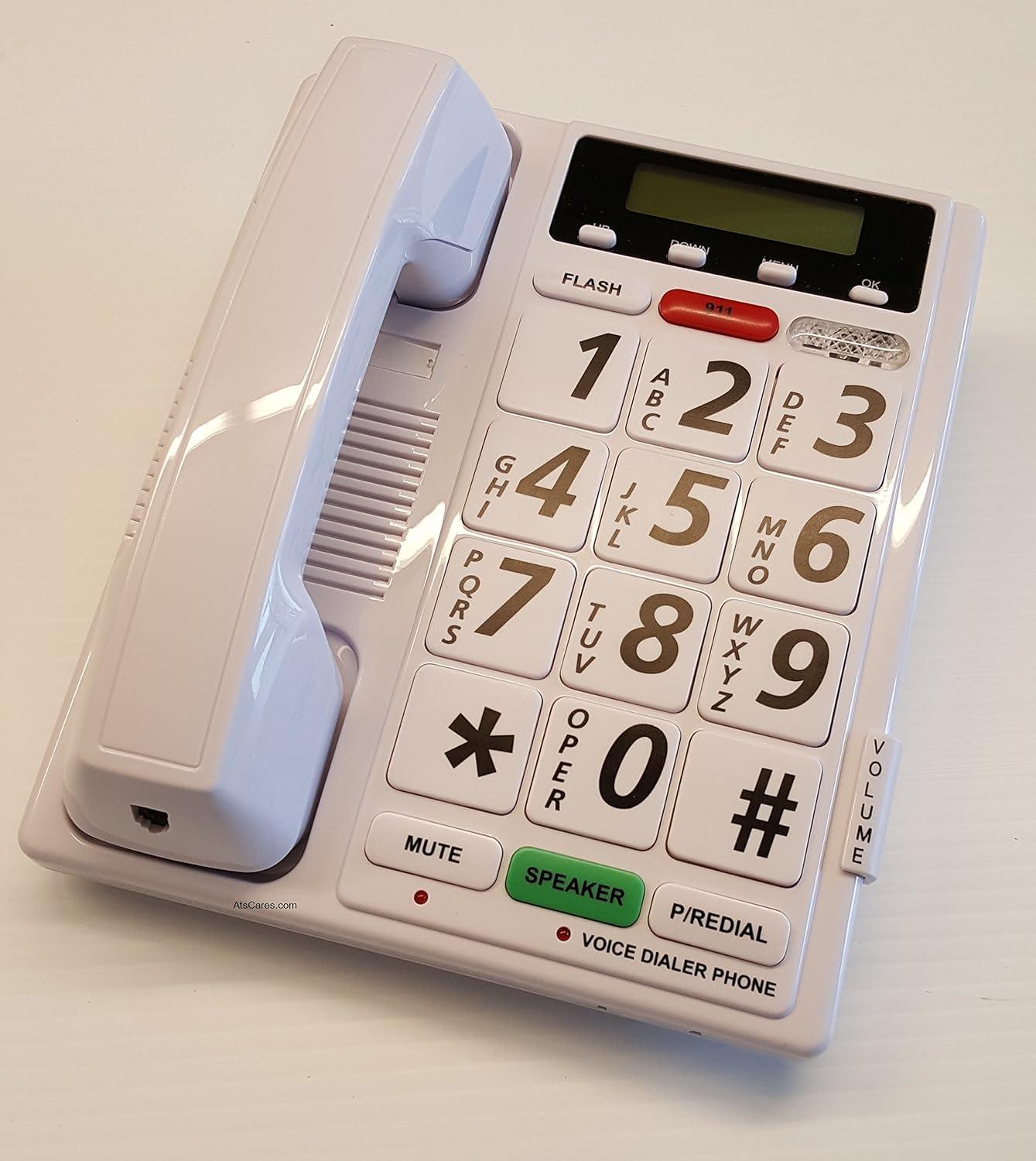 White Voice Activated Home Telephone with Speakerphone