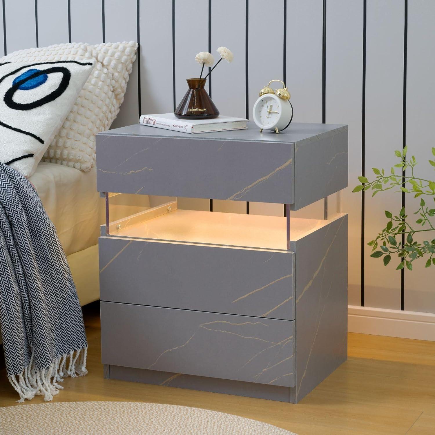 Ivy Bronx Nightstands set of 2 LED Night Stand (Set of 2)