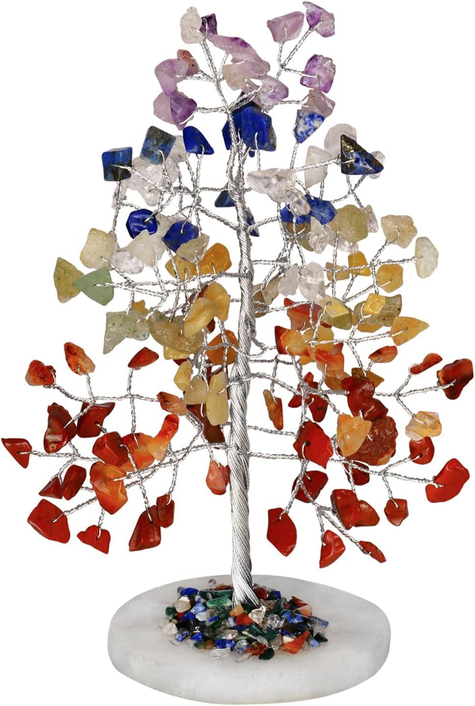 Multicolor Crystal Chakra Tree with Golden Wire