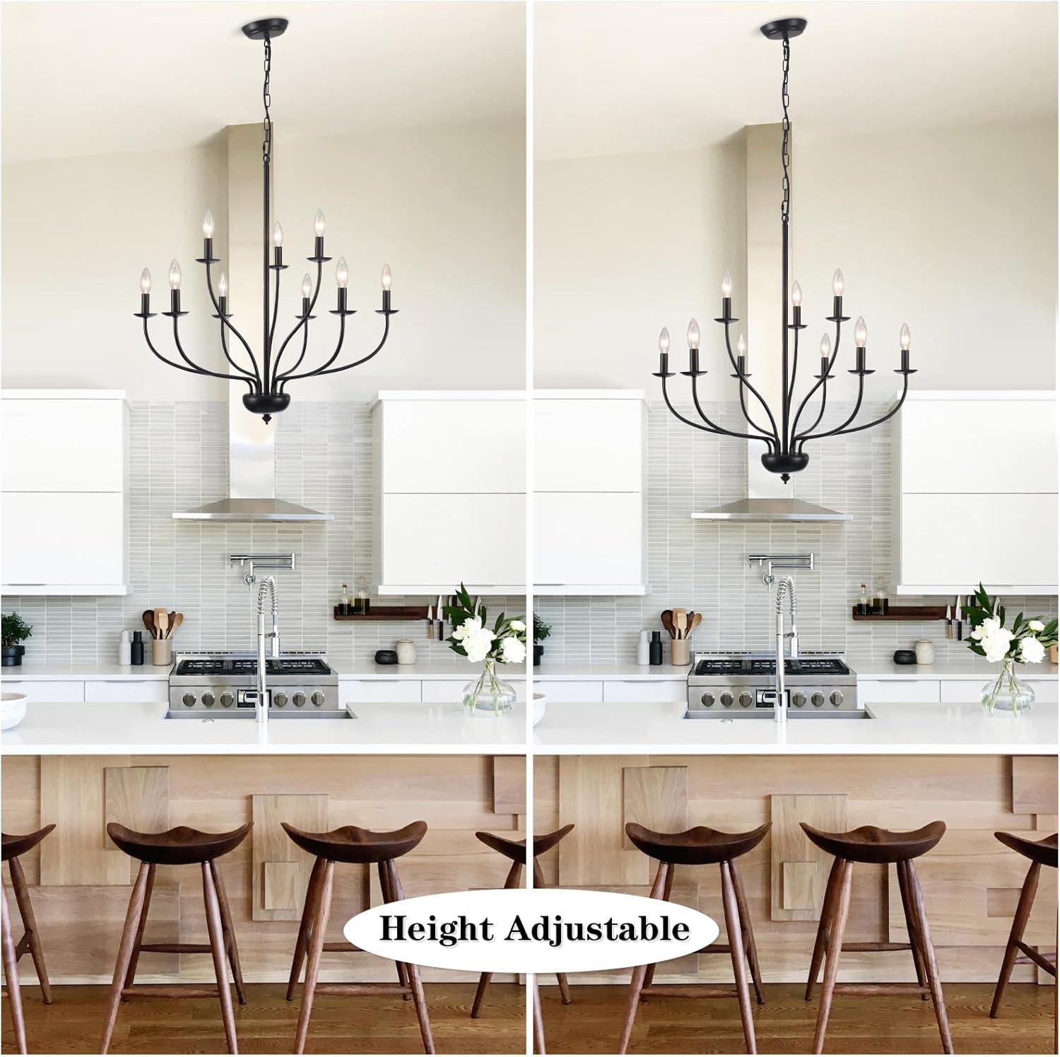 Elegant Black 9-Light 2-Tier Candle Chandelier