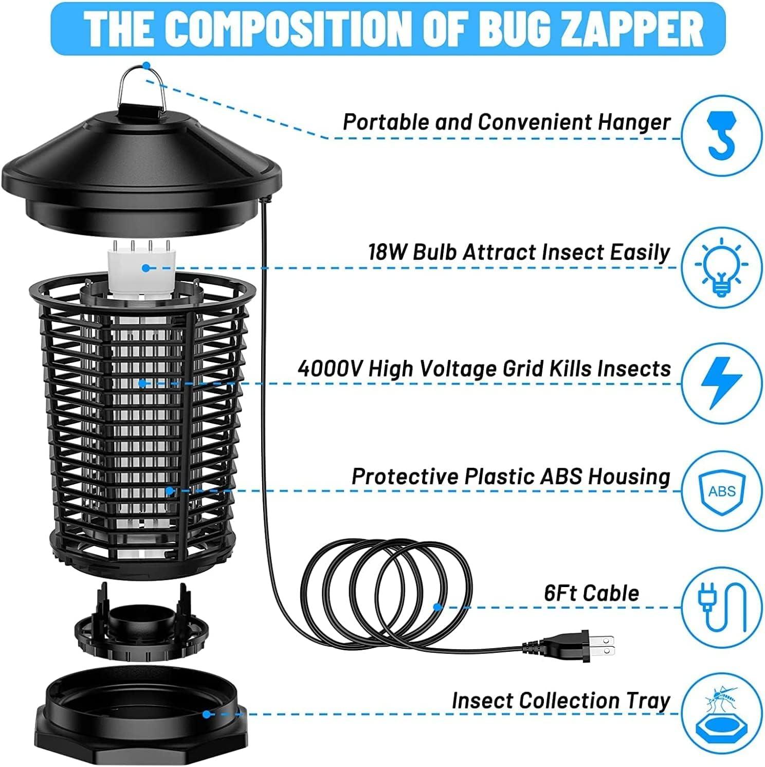 Black Electric Bug Zapper Lantern for Indoor and Outdoor Use