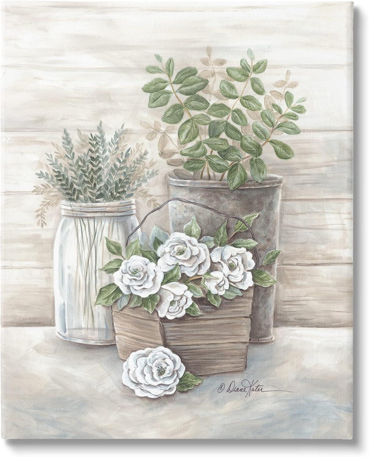 Stupell Industries " Country Succulents Botanicals Rustic Jar Planter Design " by Diane Kater