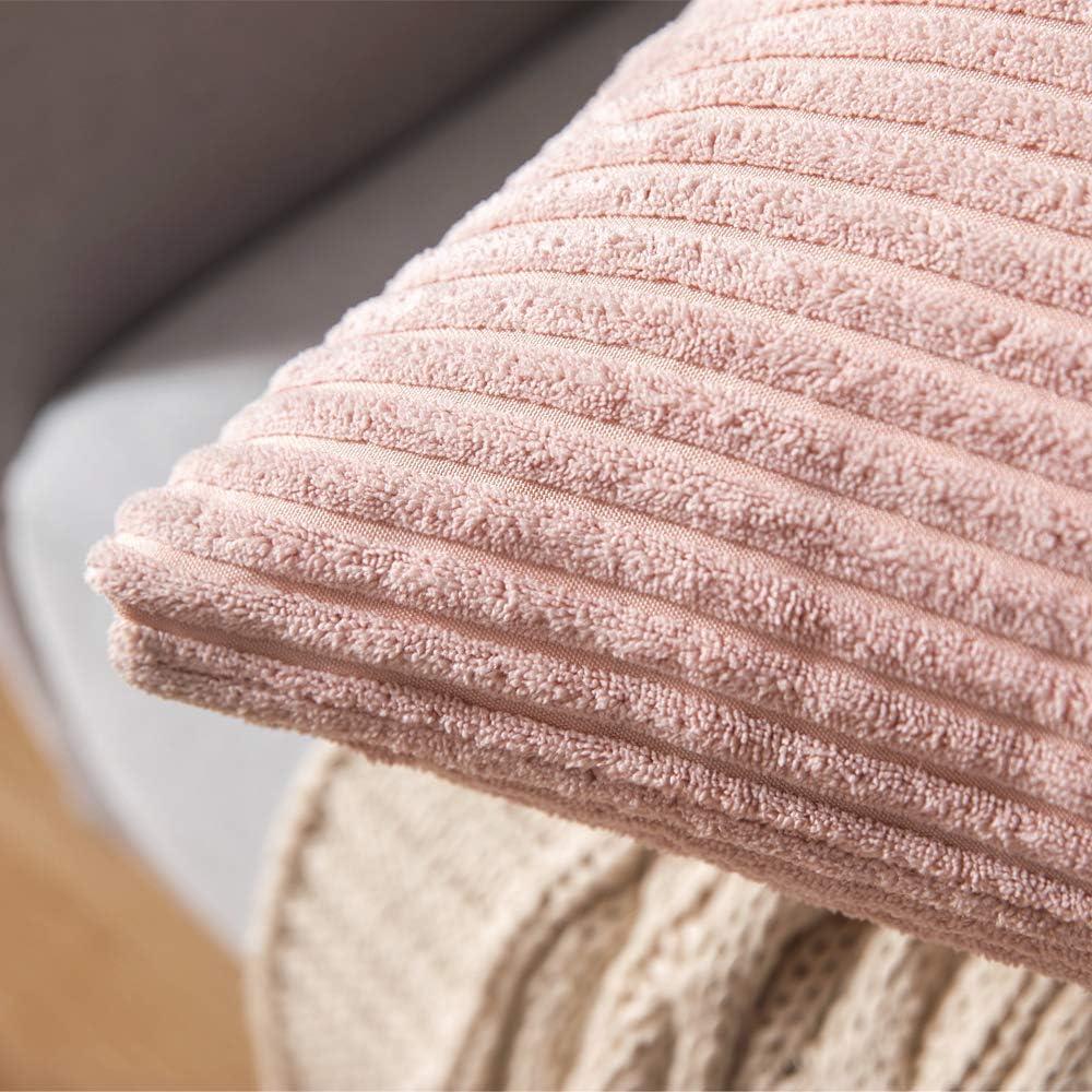 MIULEE Pack of 2, Corduroy Soft Soild Decorative Square Throw Pillow Covers Set Cushion Cases Pillowcases for Sofa Bedroom Car 18 x 18 Inch 45 x 45 cm