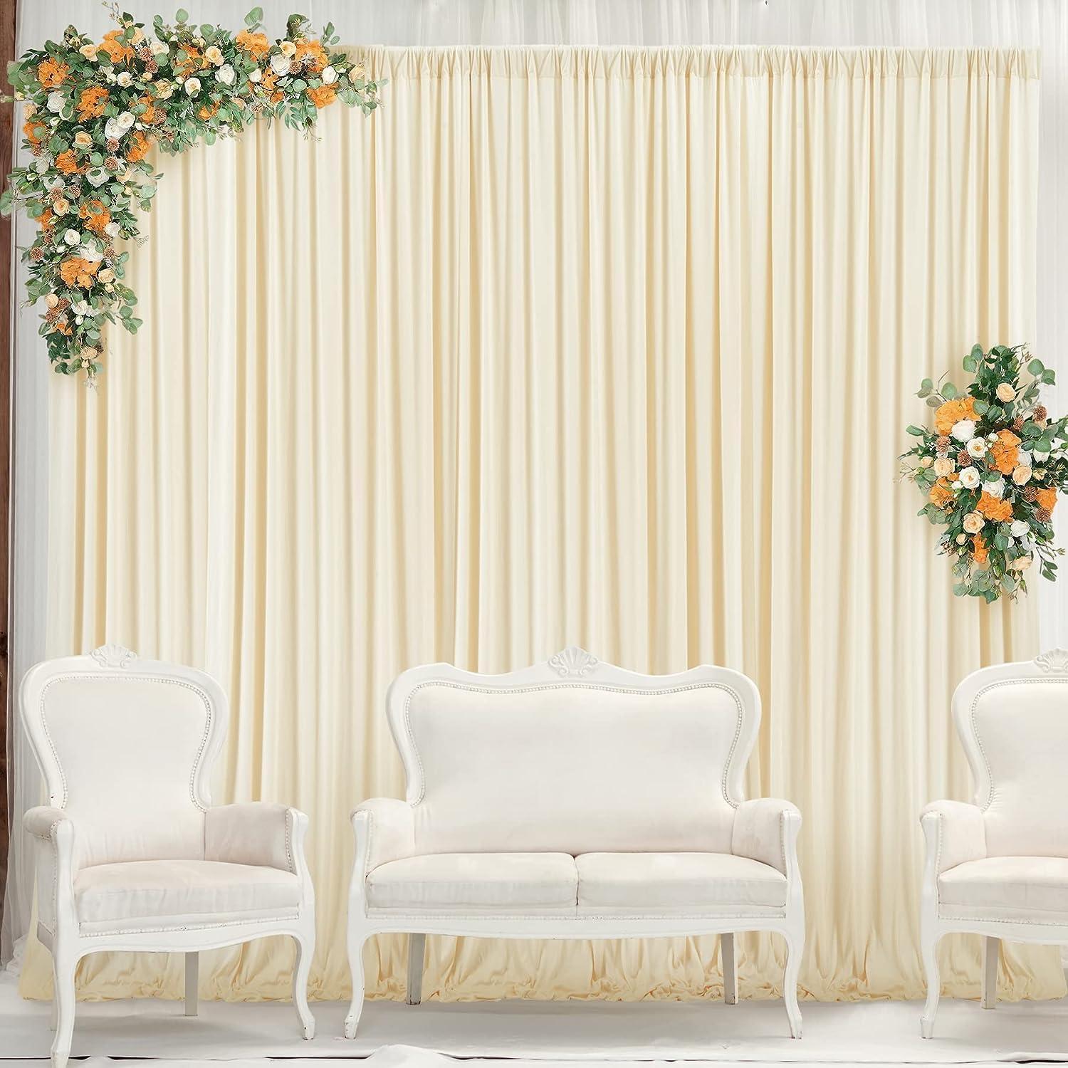 10ft x 10ft Champagne Polyester Backdrop Curtains for Events