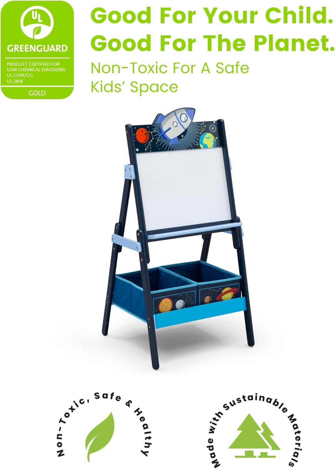 Delta Children Space Adventures Wooden Activity Easel with Storage, Greenguard Gold Certified