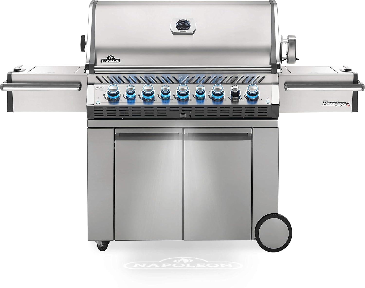Napoleon Prestige Pro 665 Propane Gas Grill With Infrared Rear Burner And Infrared Side Burner