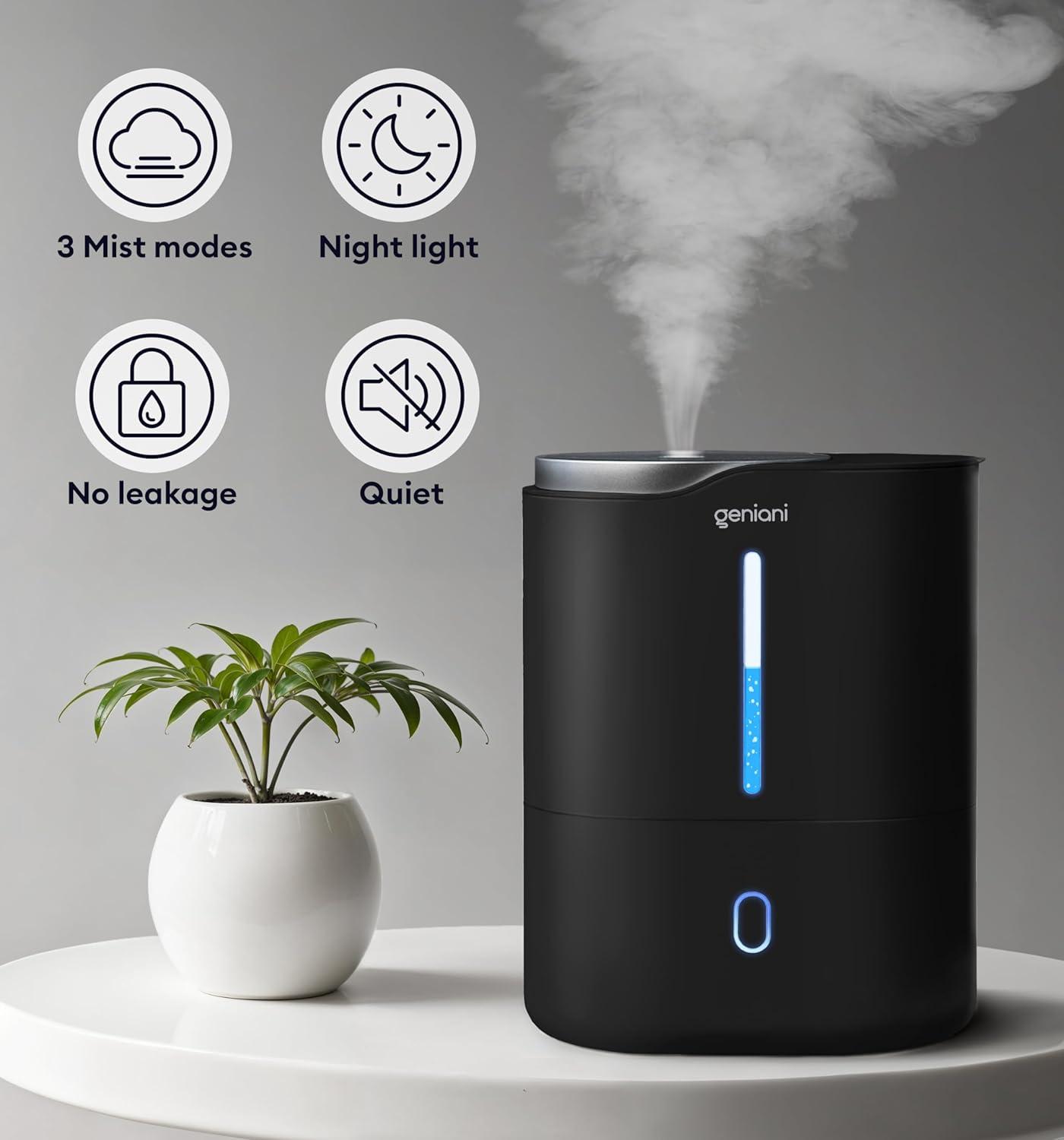 Huron Large Cool Mist Humidifier 4L Black