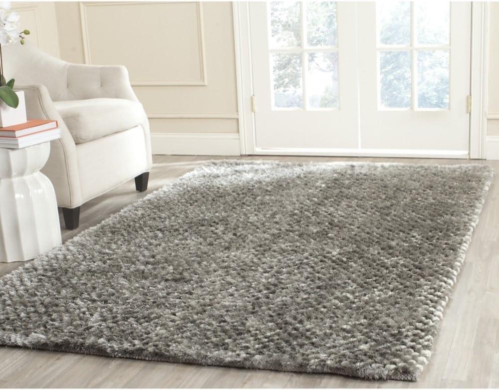Saint Tropez Shag STS641 Hand Woven Area Rug - Silver - 5'x8' - Safavieh.