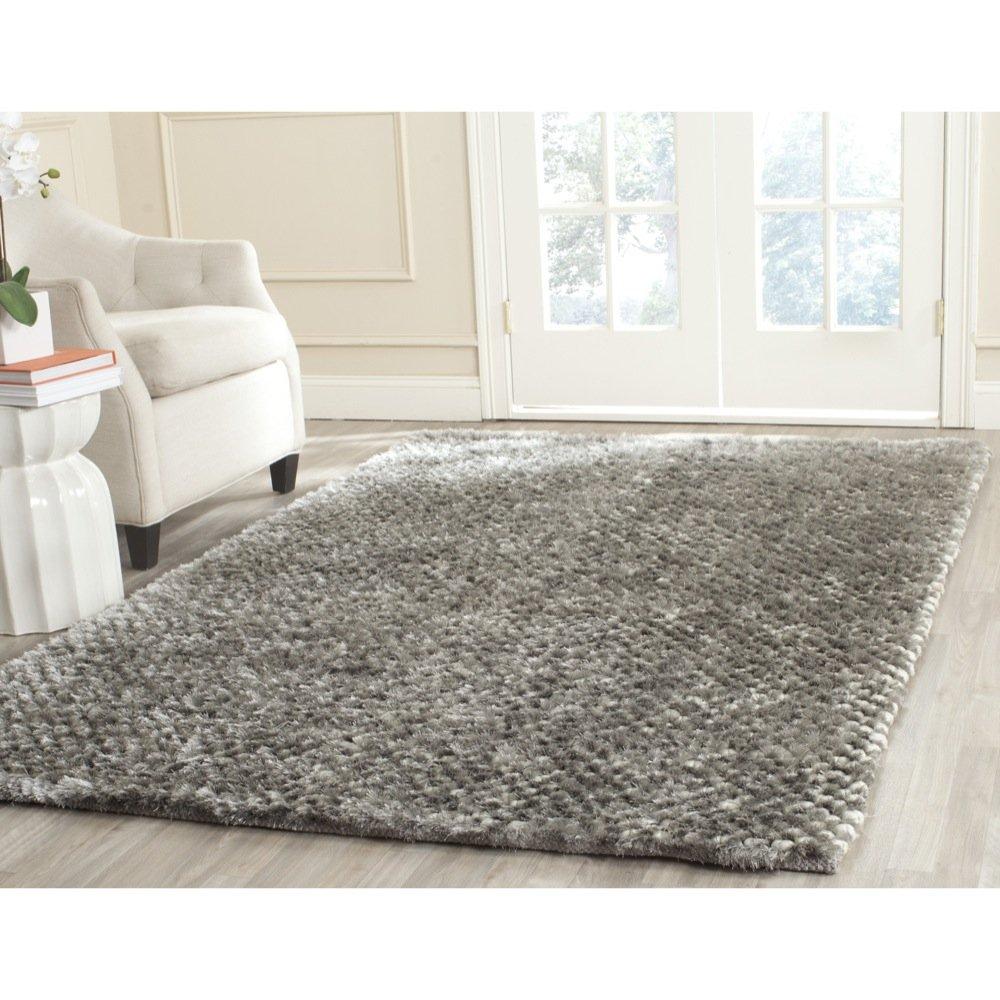 Saint Tropez Shag STS641 Hand Woven Area Rug - Silver - 5'x8' - Safavieh.