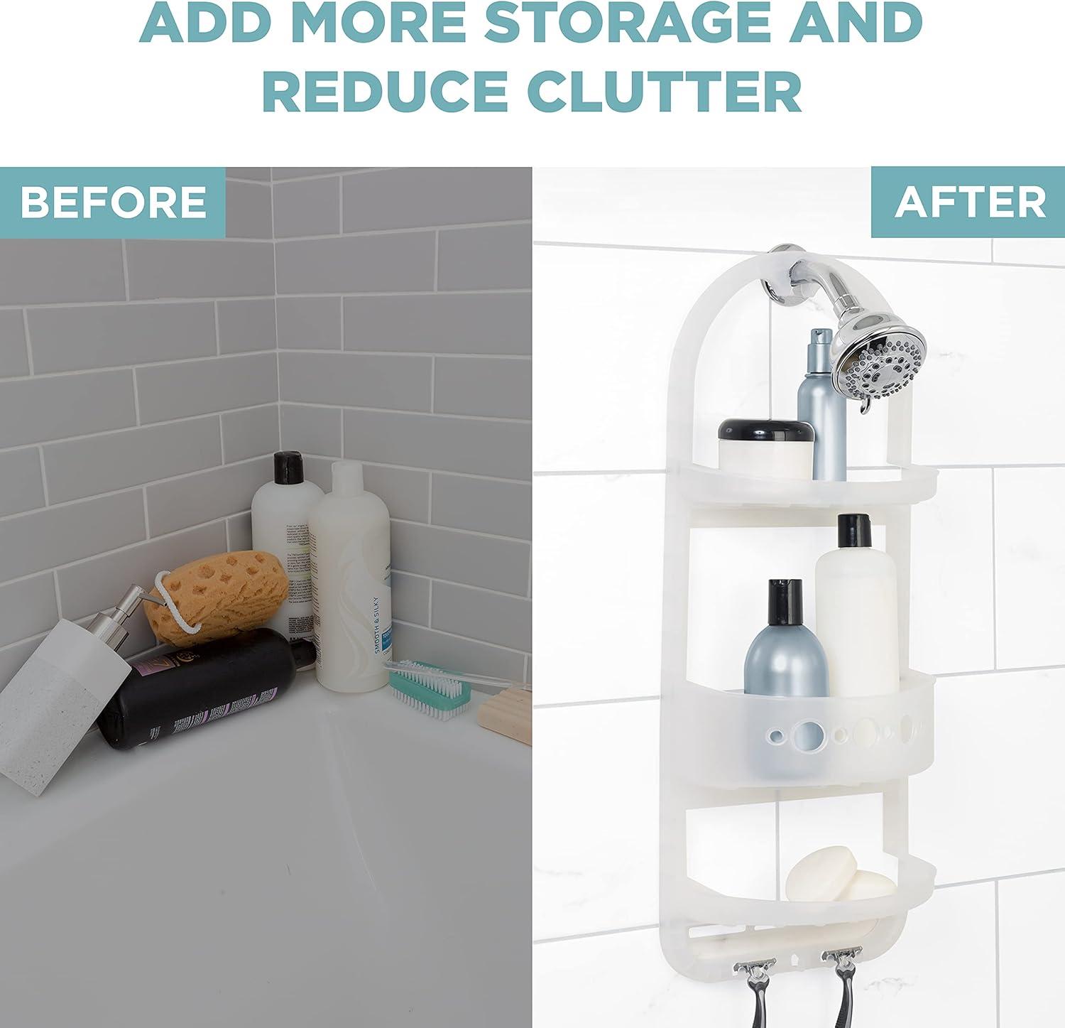 Zenna Home Large Over the Shower Caddy, Frosted