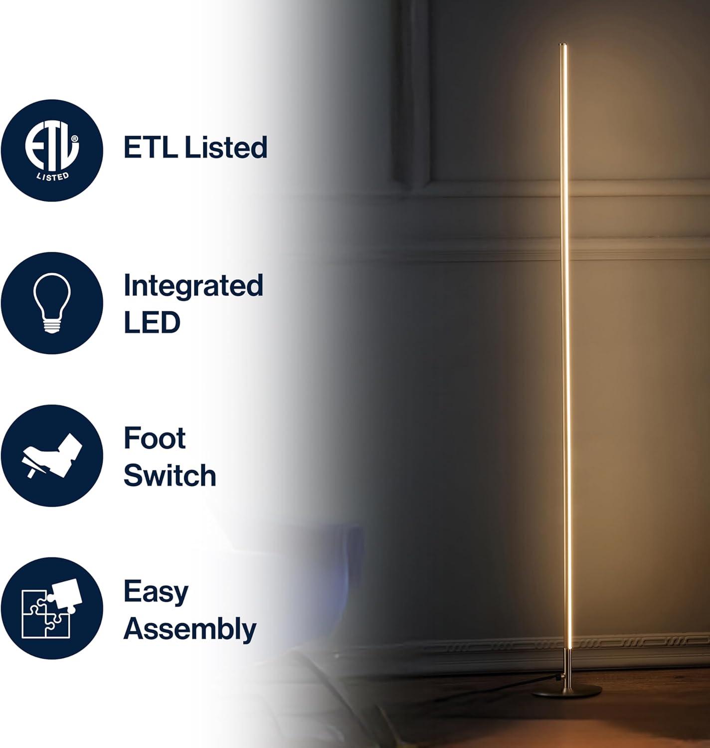 JONATHAN Y Iris 59.5" LED Integrated Floor Lamp, Gold, JYL7007B