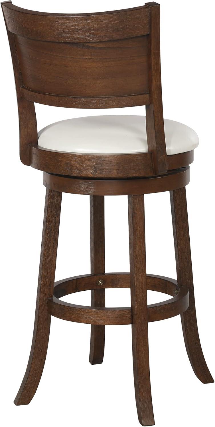 30" Swivel Stool in Cream Faux Leather with Dark Walnut Finish