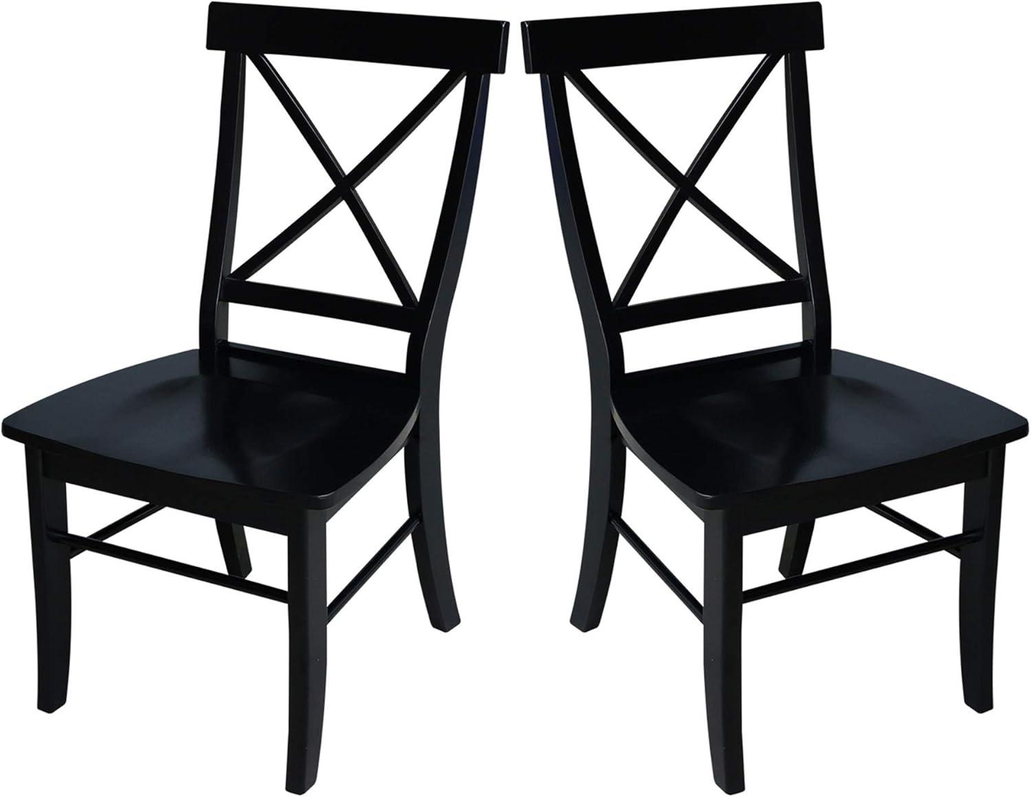 Set of 2 X Back Chairs with Solid Wood - International Concepts