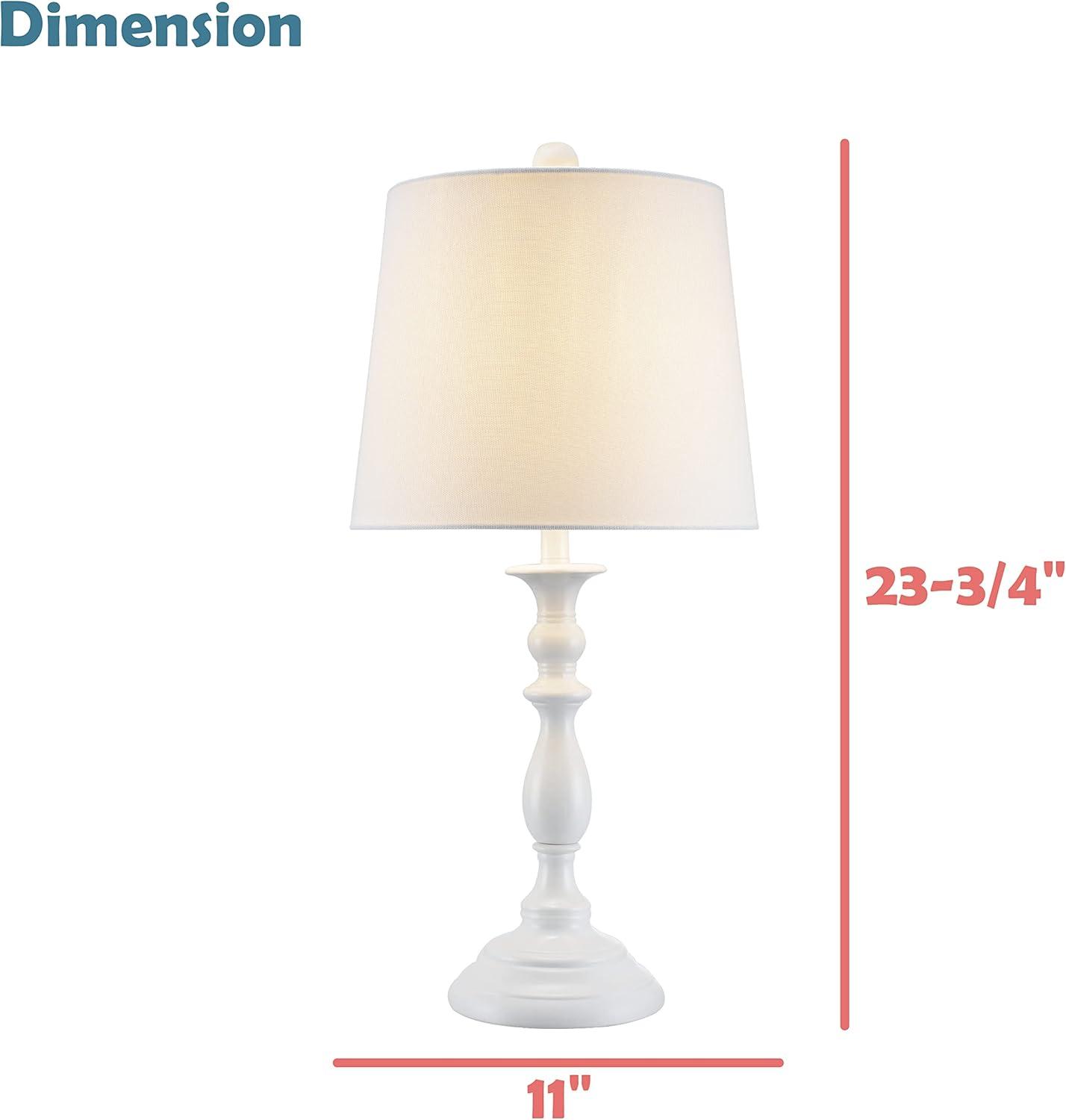 Aspen Creative 40256-04-2, 23-3/4" H Table Lamp White Ceramic Body, Size: 11" L x 11" W x 23-3/4" H, E26 Socket, Set of 2