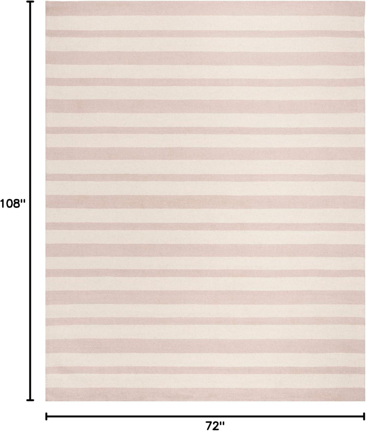 SAFAVIEH Kids Varied Striped Wool Area Rug, Pink/Ivory, 6' x 9'