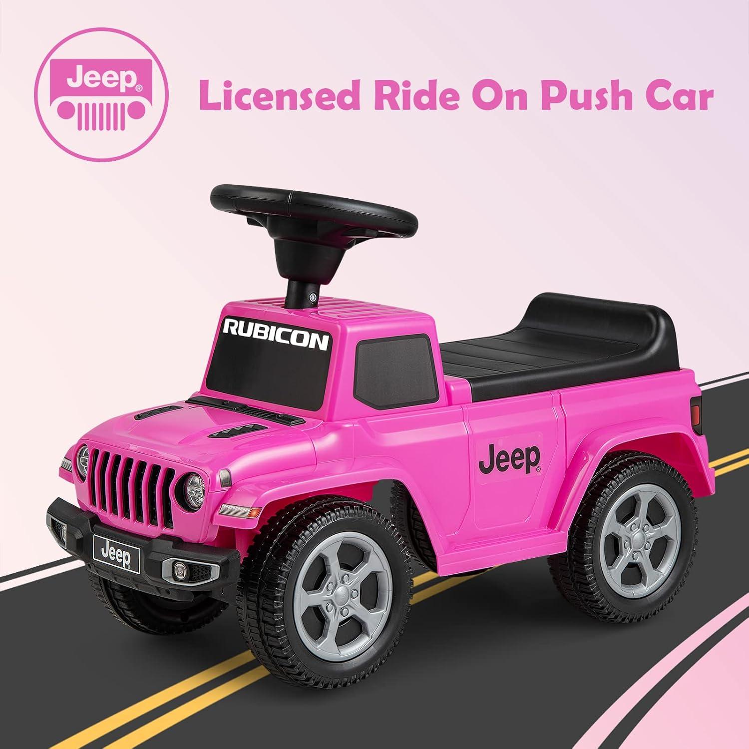 Pink Licensed Jeep Ride-On Push Car with Engine Sound