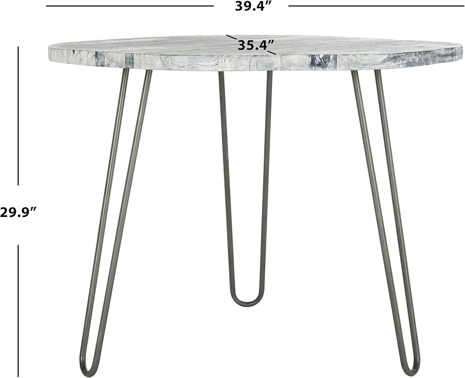 Mindy 35'' Round Gray Reclaimed Wood Mid-Century Dining Table