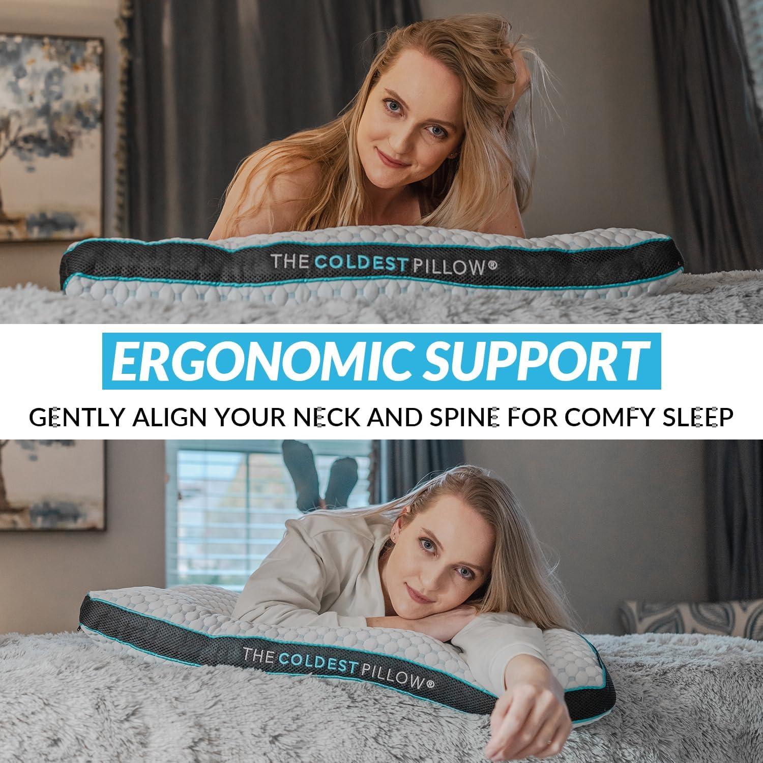 Coldest Pillow Queen - Adjustable Fill Bed Pillow, Best for Breathable Cool Sleep Relief While Sleeping